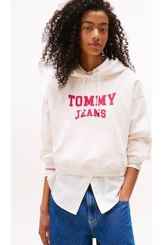Tommy Jeans Tjw Kutu Kesim Kısa Kolej Stili Kadın Kazak Dw0dw21598ybh Beyaz