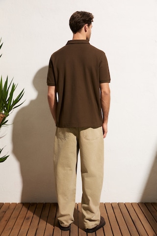 Grimelange Mınnutu Erkek Organik Pamuklu Polo Yakalı Regular Fit Kahverengi T-shirt