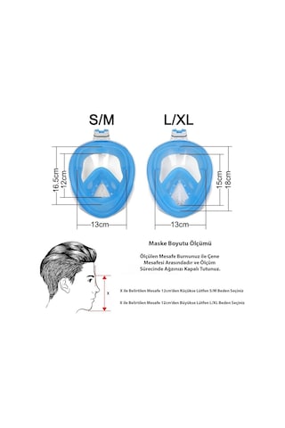 Gmsticaret Dailytech Tam Yüz Dalış Maskesi Slikon Şnorkel Full Face