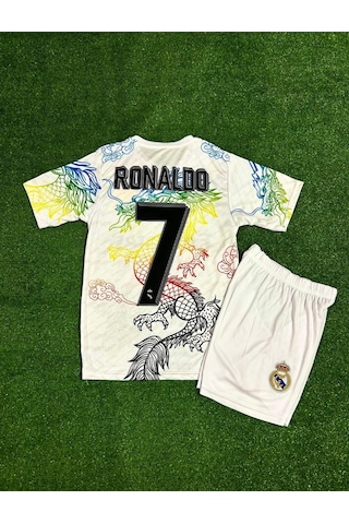 Real Madrid Ronaldo 7 Dragon Çocuk Futbol Forması Beyaz Çok Renkli Real Madrid Ronaldo 7 Dragon Çocuk Futbol Forması Beyaz Çok Renkli