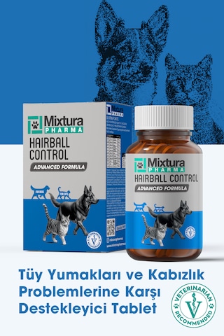 Mixtura Pharma Hairball Control Kedi Ve Köpek Tüy Yumağı Oluşumu Ve Kabızlığı Önleyici Tablet