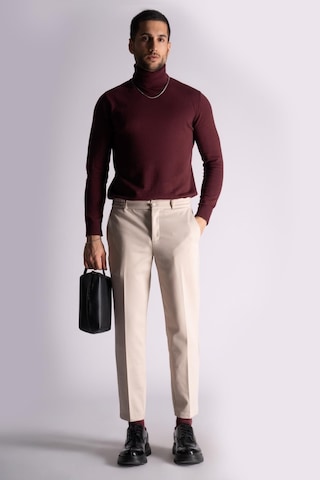 Braccas Beli Yarım Lastikli Chino Slim Fit Crop Pantolon Açık Bej Açık Bej