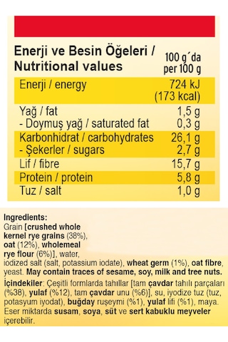 Mestemacher Çavdar ve Ruşeymli Tam Tahıl Ekmeği 500 G