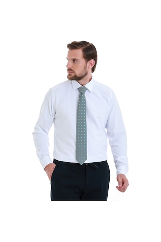 Hatemoğlu Beyaz Slim Fit Düz Slim Yaka Pamuklu Uzun Kollu Gömlek 30137 4111993