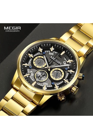 Megır 2220 Tüm Fonksiyonları Aktif Erkek Kol Saati Sarı