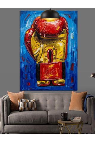 Kırmızı Tek Büyük Boks Eldiveni Dekoratif Kanvas - Mdf Ahşap Tablo