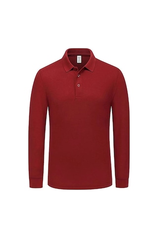 Tezzgelsin Erkek Çocuk Uzun Kol Polo Yaka Okul T-shirt Bordo