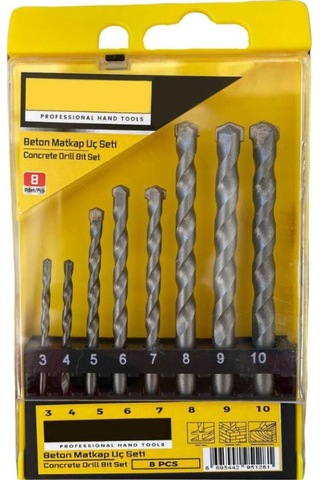 Beton Delme Matkap Ucu Set 8 'li Paket Betonarme Prekast Duvar Delme 3 4 5 6 7 8 9 10 Mm Çap