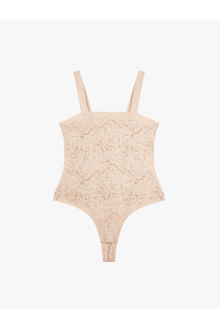 Koton Kare Yaka Askılı Dantelli Bodysuit Ten Rengi 6slk00007mk