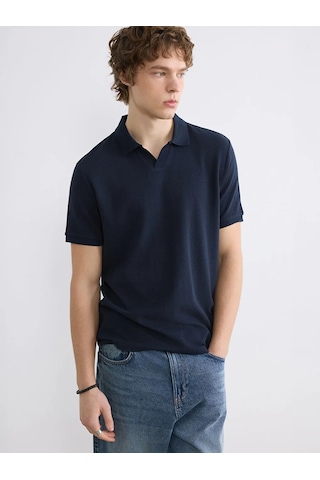 Lc Waikiki Lacivert Polo Yaka Erkek Penye Tişört