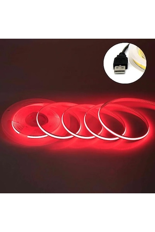 Kırmızı Dc 5v Usb Cob Şerit 320leds/m Beyaz/buz Mavisi/pembe/sarı/pembe/kırmızı Esnek Şerit Halat Gece Lambası Tv Arkaplan Led Şerit 1m