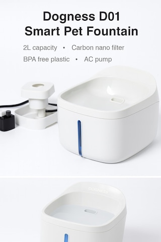 Dogness D01 Akıllı Su Pınarı 2 Lt - Sessiz Pompa, 3 Katmanlı Filtre, Led Uyarı Sistemli