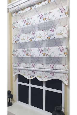 Pliseli Zebra Stor Kadeh Baskılı Etek Dilimli St 027 Beyaz