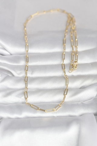 Cm 14k Gold Renk Ataç Zincirli Model 60 Cm Kadın Kolye Altın - Beyaz