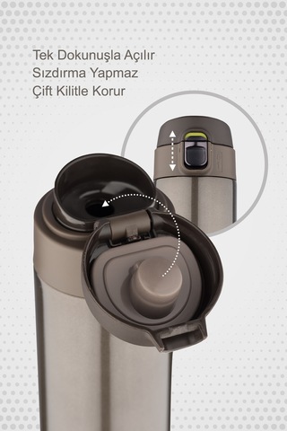 Lunetherm Sızdırmaz Vakumlu Çift Katmanlı Çelik Termos - GRİ