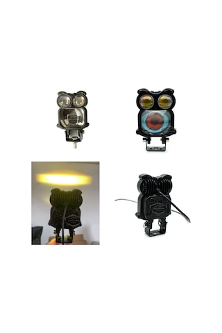 Şeytan Gözlü Baykuş Sis Farı Çakarlı Çift Renk Sarı-beyaz 9-80v Araç Motosiklet Off Road Led Lamba Delici Yayıcı Projektör 50w Metal Arazi Çalışma Lam