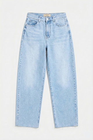 it's basic Kadın Ice Renk 4s6-27 Regular Fit Yüksek Bel %100 Koton Rahat Kesim Denim Jean Buz Mavi
