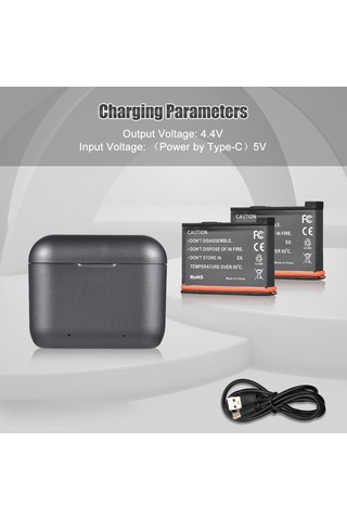 Tenfowee Insta360 X3 Uyumlu 2 Pil Seti - Cilt Tipi Çok Fonksiyonlu Şarj Kutusu İle Batarya Şarj Cihazı