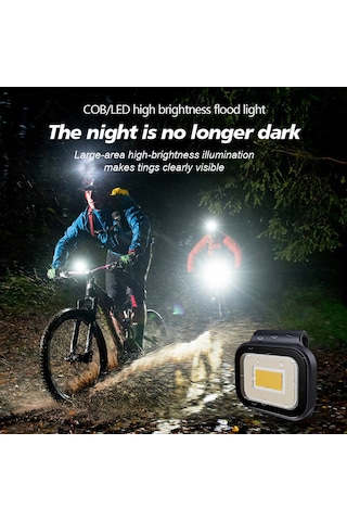 Yifomall Mavi Siyah Ip66 Su Geçirmez Cob Kamp Lambası, 500lm, 10 Saat Süre, Manyetik Ve Askıya Takılabilir, 800mah Şarj Edilebilir, Dış Mekan İçin Hafif Çok Renkli