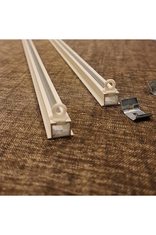 Tek Kanallı Beyaz Alüminyum Ray (Tekli Korniş) + Metal Portray (546633403)