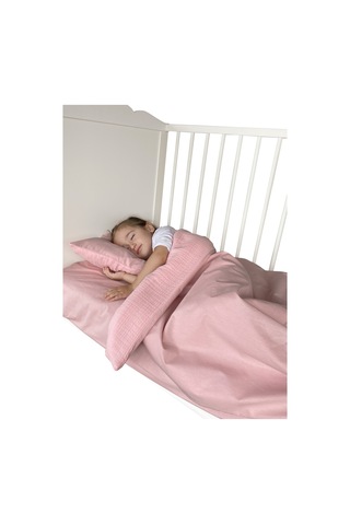 %100 Pamuk Muslin-akfil Bebek Nevresim Takımı Çift Yönlü Pembe