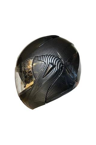 Vırtue Ece Belgeli Vizörlü Çene Açılır Kask Karbon Gri