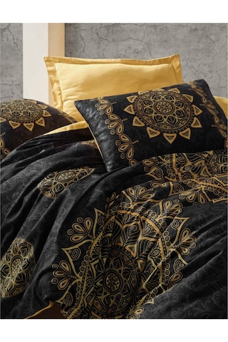 Cotton Box Saten Line Çift Kişilik Nevresim Takımı Alvina Gold Sarı