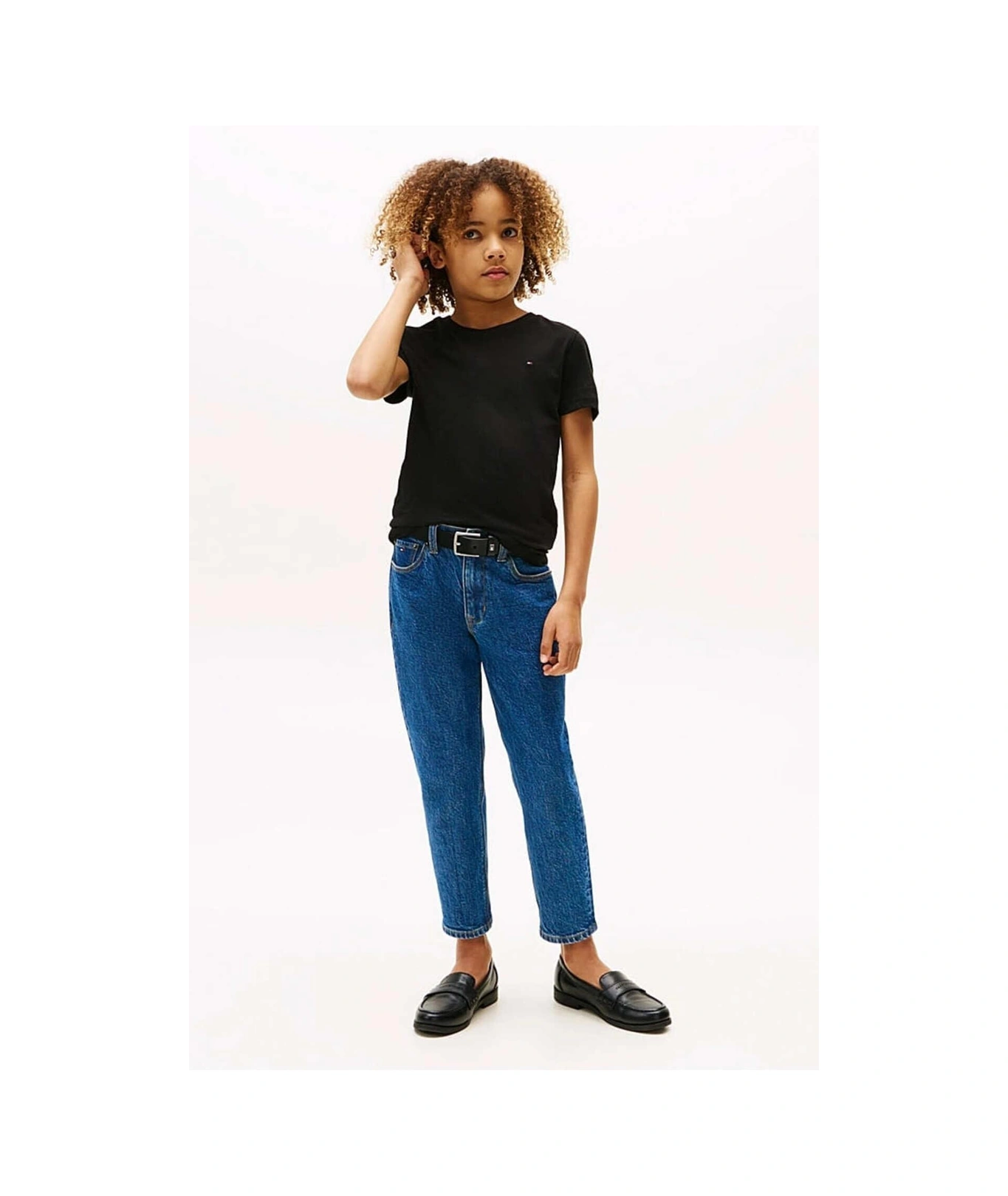Tommy Hilfiger Erkek Çocuk Basic Pamuklu T-shirt - Siyah-10989 Meteorite