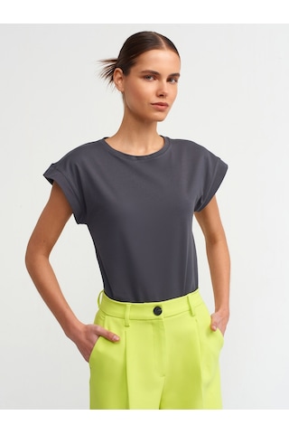 Dilvin Bisiklet Yaka Basic T-shirt 101a03504 Antrasit