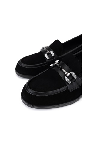 Tamer Tanca Kadın Hakiki Deri Siyah Süet Makosen Ayakkabı 488 1385 Bn Ayk Sk25-26 Syh Suet/dr Siyah