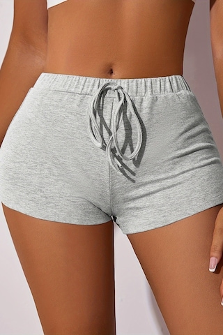 Merry See Yandan Yırtmaçlı İpli Mini Şort Gri