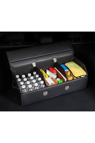 Otomobil Bagaj Organizeri Siyah Deri Bagaj Kutu Çanta Büyük Boy Siyah