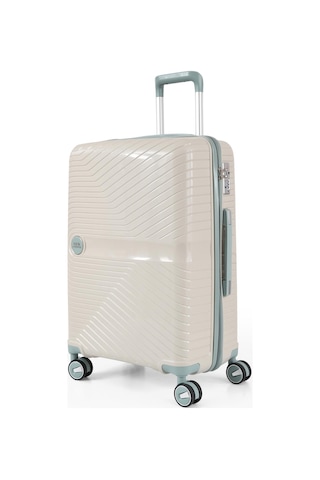 Ççs 5239 Polipropilen Büyük Boy Valiz Beyaz-mavi