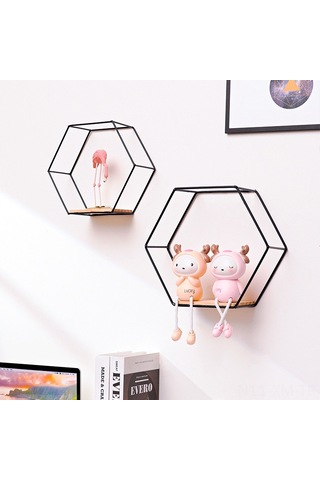 Ximistore9 Altın Mini Altıgen Duvar Rafı - Ev Dekorasyonu Ve Organizasyon İçin Pratik Duvarüstü Saklama Aracı Altın