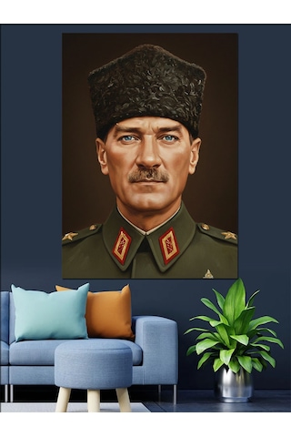 Ahşap Tablo Osmanlı Subayı Atatürk Askeri Portre Dekoratif Tablolar