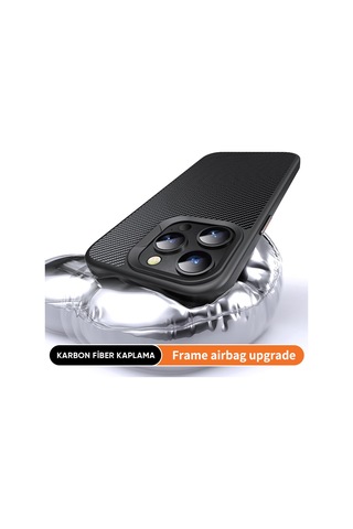 Bikapak Magcarbon Apple Uyumlu iPhone 16 Siyah Kapak