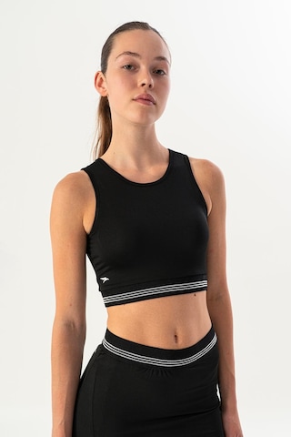 Maraton Slimfit Kadın Bisiklet Yaka Siyah- Bra Siyah-