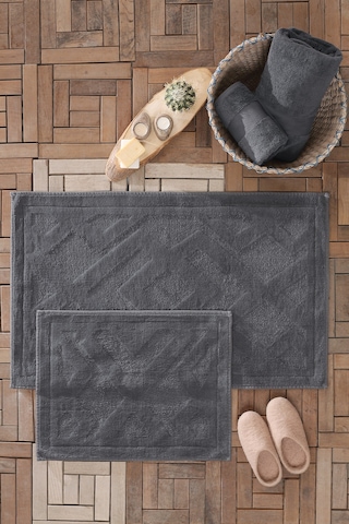 Yataş Bedding Milo Banyo Paspası Seti - Antrasit (50x60 cm + 60x100 cm) Antrasit