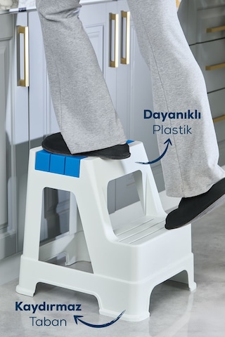 Vienev Plastik Basamaklı Tabure Mavi Mavi