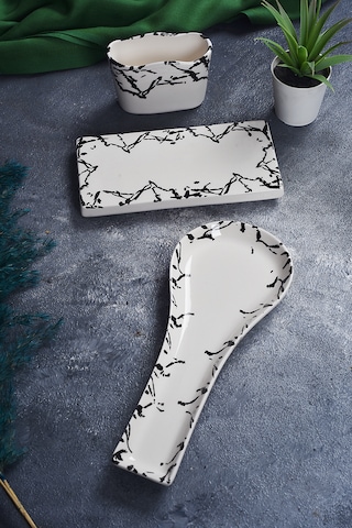 Piatti Naturali 3 Lü Mutfak Seti Mermer Kaşık Altlığı Süngerlik Yağdanlık