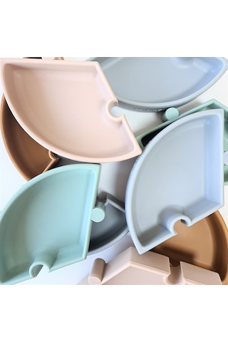 Oioi Puzzle Vakumlu Mama Tabağı - Bubble Beige / Powder Grey Bej - Gri