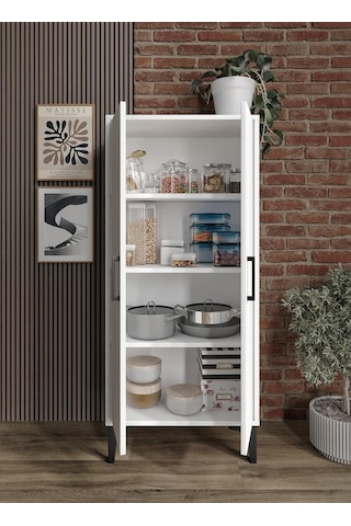 Viyana 2 Kapaklı Kiler Dolabı Çok Amaçlı Tamamı Mdf Beyaz