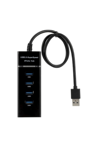 Siyah Usb Çoklayıcı 4 Port 3.0 30cm , Siyah 4 Girişli Port Hu