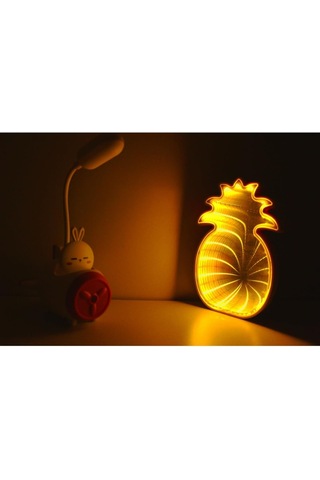 Işık Kasabası 145 Aynalı Led Yansımalı Ananas İle Tepe Lambalı Kalem Traşlı Kırmızı Uçak Masa Lambası Gece Lambası Kırmızı