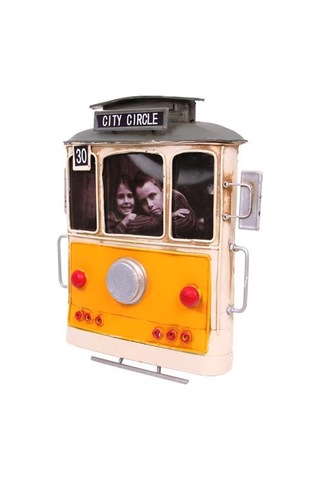Kenpazar Dekoratif Metal Çerçeve Tramvay Temalı Vintage Hediyelik