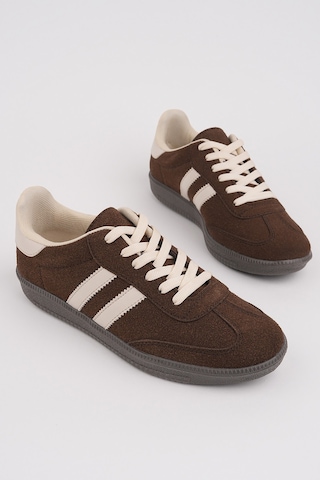 Muggo Gordon Unisex Ortopedik Günlük Garantili Bağcıklı Yürüyüş Koşu Sneaker Spor Ayakkabı Kahverengi