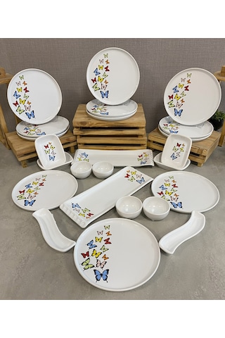 Keramika Takım Kahvaltı Nordıc Dance Of Butterfly Beyaz