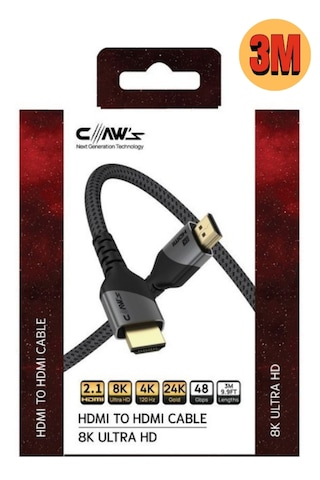 8k Uhd Hdmı 2.1 48 Gbps / 24k Gold / Alüminyum Gövdeli 8k 60hz-4k 120hz-2k 240hz-fhd 240hz Destekli Premium Hdmı Kablo - 3 Metre C-hp-b1-3m