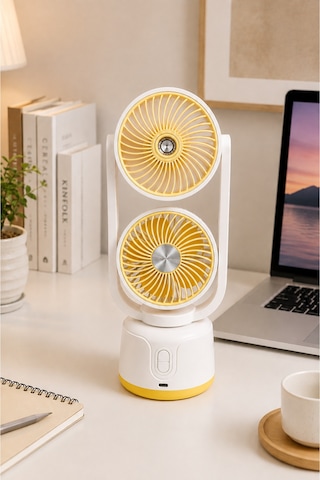 Taşınabilir Spreyli Çift Başlıklı Şarjlı Mini Vantilatör, Usb Şarjlı Taşınabilir Fan, Sessiz Soğutucu Sprey Mist Fan, Ev Ofis Yaz Sarı - 908664352 Taşınabilir Spreyli Çift Başlıklı Şarjlı Mini Vantilatör, Usb Şarjlı Taşınabilir Fan, Sessiz Soğutucu Sprey Mist Fan, Ev Ofis Yaz Sarı - 908664352