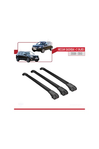 Nisssan Qashqai +2 Nj10 2008-2013 Arası İle Uyumlu Ace-1 Ara Atkı Tavan Barı Siyah 3 Adet Bar